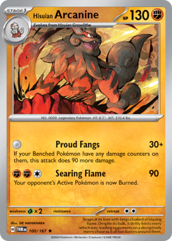 Hisuian Arcanine #100/167 Rare (Holofoil) / Twilight Masquerade