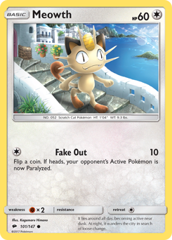 Meowth #101/147 Common (Reverse Holofoil) / Burning Shadows