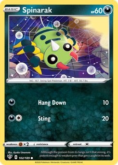 Spinarak #102/189 Common (Reverse Holofoil) / Darkness Ablaze