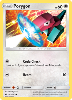 Porygon #103/147 Common (Reverse Holofoil) / Burning Shadows