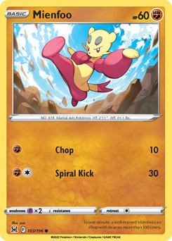 Mienfoo #103/196 Common (Reverse Holofoil) / Lost Origin