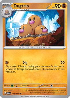Dugtrio #104/197 Uncommon / Obsidian Flames