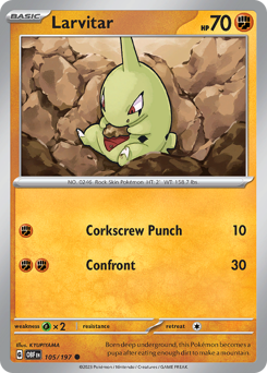 Larvitar #105/197 Common (Reverse Holofoil) / Obsidian Flames