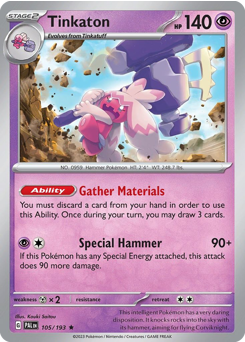 Tinkaton #105/193 Rare (Reverse Holofoil) / Paldea Evolved