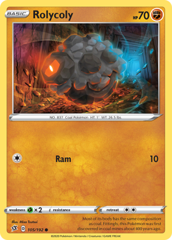 Rolycoly #105/192 Common (Reverse Holofoil) / Rebel Clash