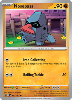 Nosepass #107/197 Common (Reverse Holofoil) / Obsidian Flames