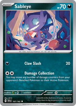 Sableye #107/162 Uncommon (Reverse Holofoil) / Temporal Forces