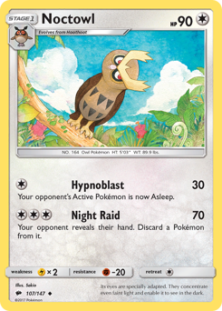 Noctowl #107/147 Uncommon (Reverse Holofoil) / Burning Shadows