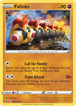 Falinks #109/192 Uncommon (Reverse Holofoil) / Rebel Clash