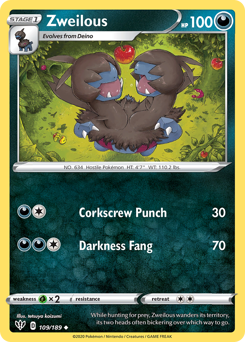 Zweilous #109/189 Uncommon (Reverse Holofoil) / Darkness Ablaze