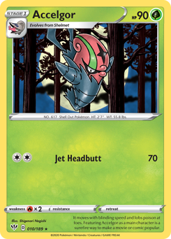 Accelgor #010/189 Rare (Reverse Holofoil) / Darkness Ablaze