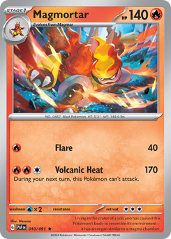 Magmortar #10/91 Rare (Holofoil) / Paldean Fates