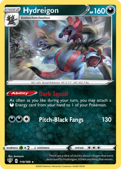 Hydreigon #110/189 Rare (Reverse Holofoil) / Darkness Ablaze
