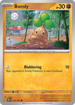 Bonsly #110/197 Common (Reverse Holofoil) / Obsidian Flames