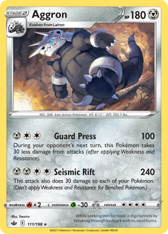 Aggron #111/198 Rare (Reverse Holofoil) / Chilling Reign