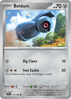 Beldum #113/162 Common (Reverse Holofoil) / Temporal Forces