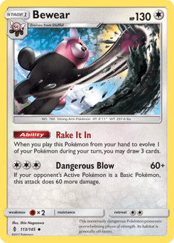 Bewear #113/145 Uncommon (Reverse Holofoil) / Guardians Rising