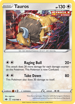 Tauros #115/198 Holo Rare (Reverse Holofoil) / Chilling Reign