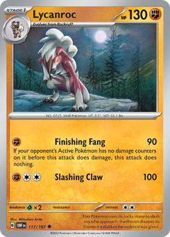 Lycanroc #117/197 Uncommon (Reverse Holofoil) / Obsidian Flames