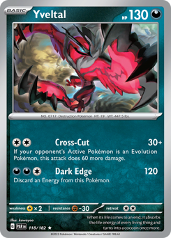 Yveltal #118/182 Rare (Reverse Holofoil) / Paradox Rift
