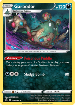 Garbodor #118/192 Rare (Reverse Holofoil) / Rebel Clash