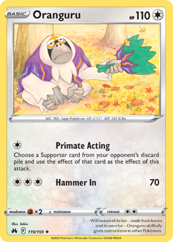 Oranguru #119/159 Rare (Normal) / Crown Zenith