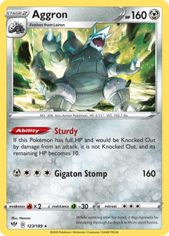 Aggron #123/189 Holo Rare (Holofoil) / Darkness Ablaze