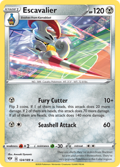 Escavalier #124/189 Rare (Reverse Holofoil) / Darkness Ablaze
