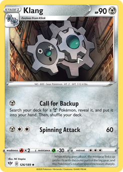 Klang #126/189 Uncommon (Reverse Holofoil) / Darkness Ablaze