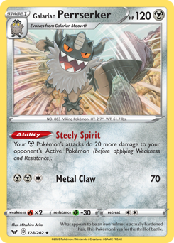 Galarian Perrserker #128/202 Holo Rare (Holofoil) / Sword & Shield