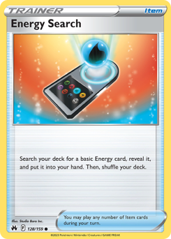 Energy Search #128/159 Common (Reverse Holofoil) / Crown Zenith