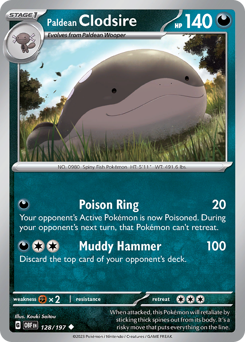 Paldean Clodsire #128/197 Uncommon (Reverse Holofoil) / Obsidian Flames