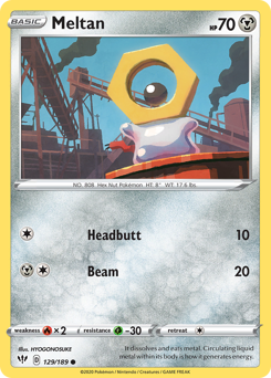 Meltan #129/189 Common (Reverse Holofoil) / Darkness Ablaze