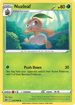 Nuzleaf #012/196 Uncommon (Reverse Holofoil) / Lost Origin