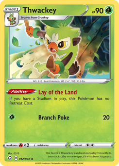 Thwackey #12/72 Uncommon (Reverse Holofoil) / Shining Fates