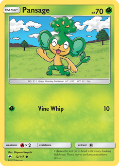 Pansage #012/147 Common (Reverse Holofoil) / Burning Shadows