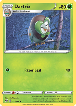 Dartrix #012/189 Uncommon (Reverse Holofoil) / Darkness Ablaze