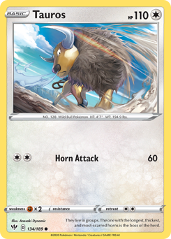Tauros #134/189 Common (Reverse Holofoil) / Darkness Ablaze