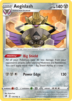 Aegislash #135/192 Rare (Reverse Holofoil) / Rebel Clash