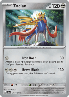 Zacian #136/182 Rare (Holofoil) / Paradox Rift