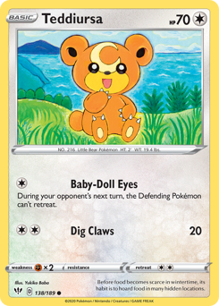 Teddiursa #138/189 Common (Reverse Holofoil) / Darkness Ablaze