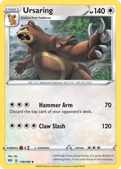 Ursaring #139/189 Uncommon (Reverse Holofoil) / Darkness Ablaze
