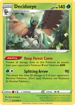 Decidueye #013/189 Holo Rare (Reverse Holofoil) / Darkness Ablaze