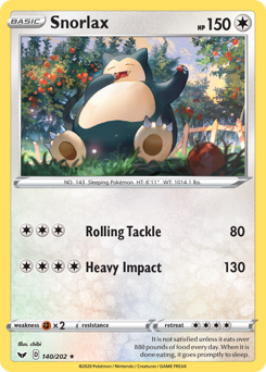 Snorlax #140/202 Rare (Holofoil) / Sword & Shield