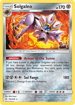Solgaleo #142/236 Holo Rare (Reverse Holofoil) / Cosmic Eclipse