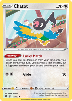 Chatot #142/192 Uncommon (Reverse Holofoil) / Rebel Clash