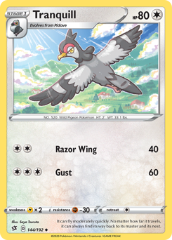 Tranquill #144/192 Uncommon (Reverse Holofoil) / Rebel Clash
