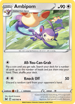 Ambipom #145/196 Uncommon (Reverse Holofoil) / Lost Origin
