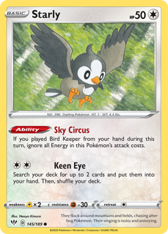 Starly #145/189 Common (Reverse Holofoil) / Darkness Ablaze