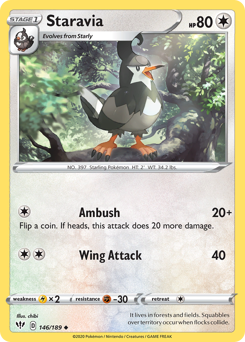 Staravia #146/189 Uncommon (Reverse Holofoil) / Darkness Ablaze